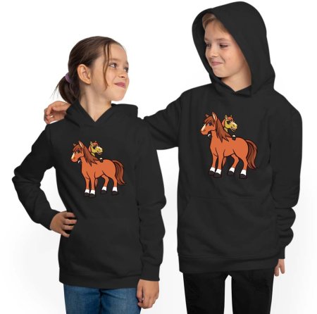 Hoodie Kids Hooded Sweater - Horses Mother/Child i251